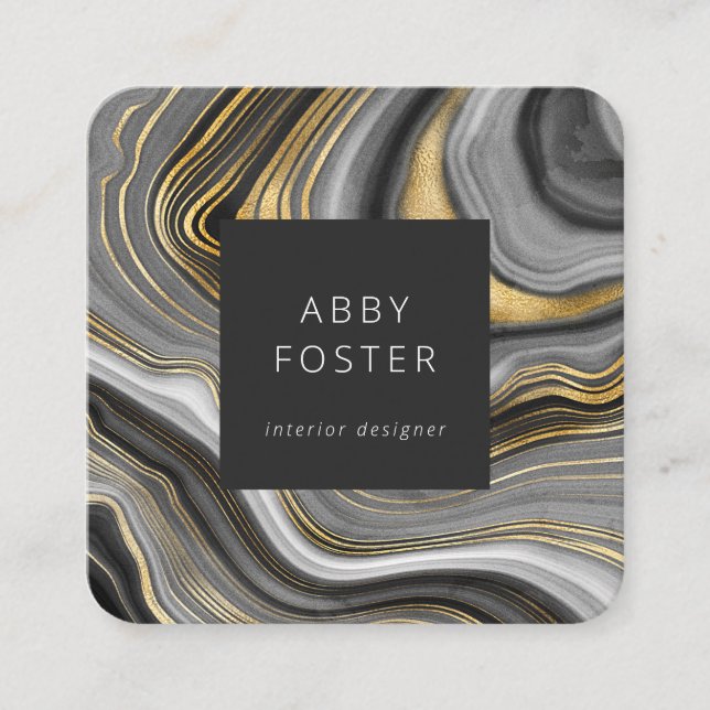 Modern Grey Gold Marble Designer Business Card (Front)
