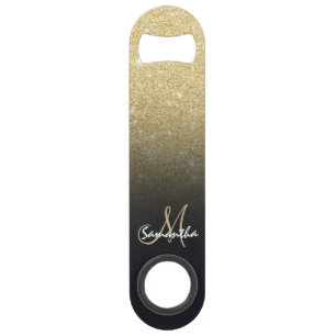 Modern grey gold ombre glitter block bar key
