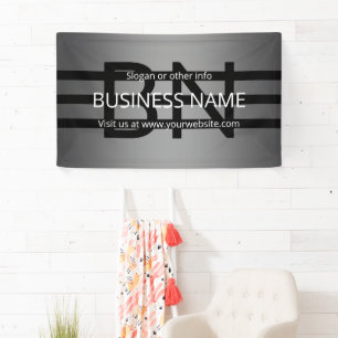 Modern Grey Gradient & Horizontal Black Stripes Banner