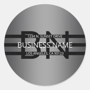 Modern Grey Gradient & Horizontal Black Stripes Classic Round Sticker