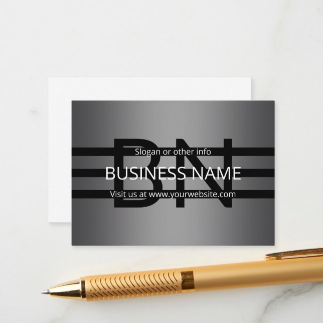 Modern Grey Gradient & Horizontal Black Stripes Enclosure Card (Front/Back In Situ)