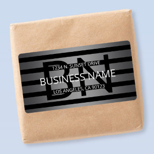 Modern Grey Gradient & Horizontal Black Stripes Label