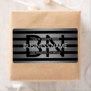Modern Grey Gradient & Horizontal Black Stripes Label