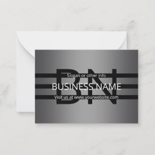 Modern Grey Gradient & Horizontal Black Stripes Note Card