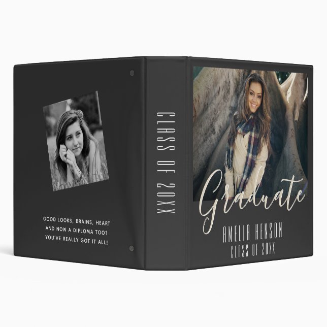 Modern Grey Graduate Graduation Photo Album 3 Ring Binder (Background)