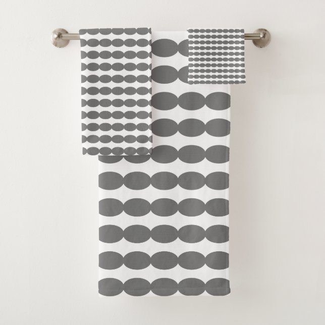Modern Grey Gray White Geometric Patterns Custom  Bath Towel Set (Insitu)