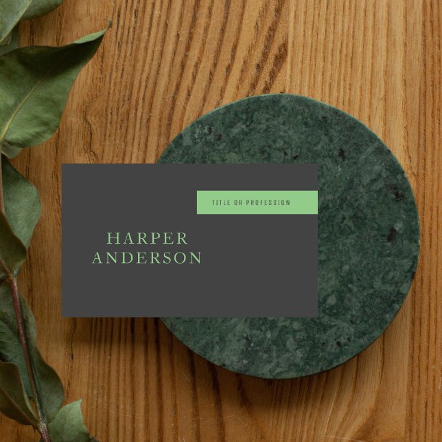 Modern Grey & Green Professional Business Business Card (Creator Uploaded)