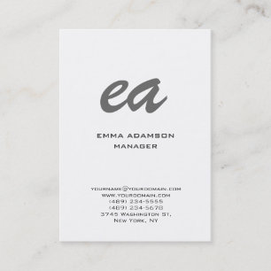 Modern grey huge monogram white background business card