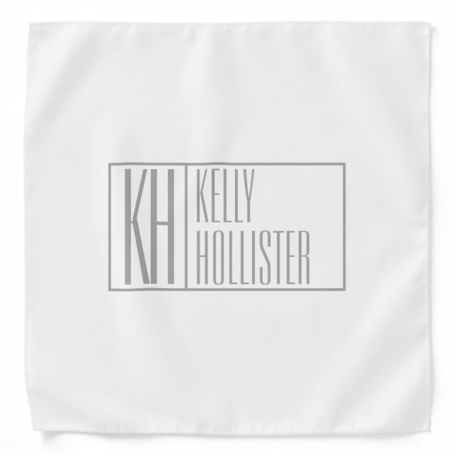 Modern Grey Initials & Name Logo Bandana (Front)