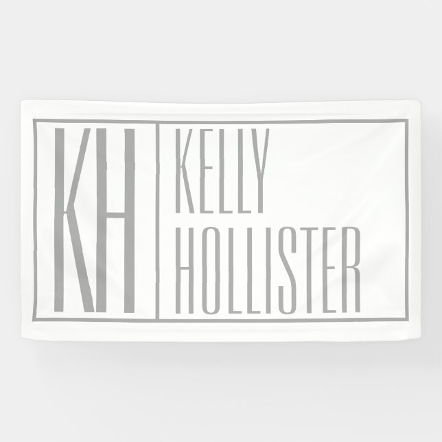 Modern Grey Initials & Name Logo Banner (Horizontal)
