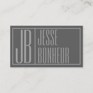 Modern Grey Initials & Name Logo Business Card