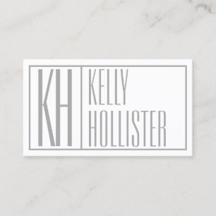 Modern Grey Initials & Name Logo Business Card