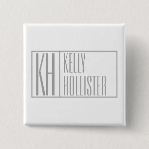 Modern Grey Initials & Name Logo Button