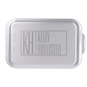 Modern Grey Initials & Name Logo Cake Pan