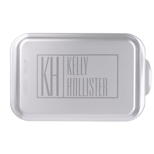 Modern Grey Initials & Name Logo Cake Pan (Front)