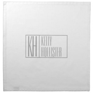 Modern Grey Initials & Name Logo Cloth Napkin
