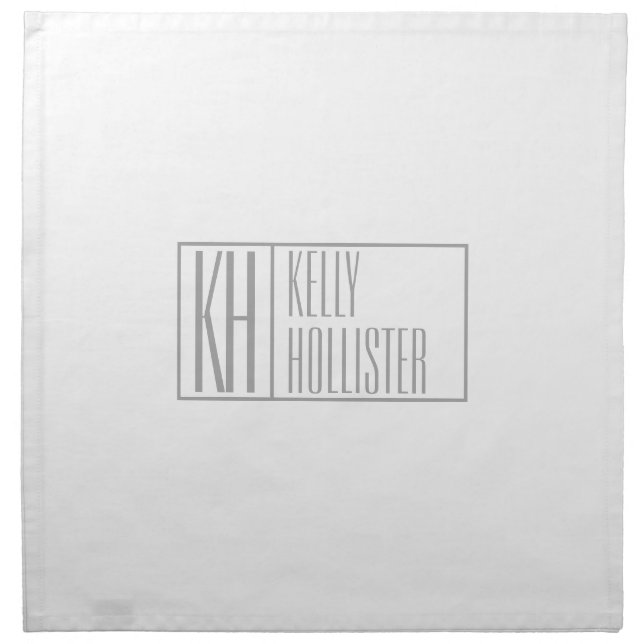 Modern Grey Initials & Name Logo Cloth Napkin (Front)