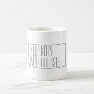 Modern Grey Initials & Name Logo Coffee Mug