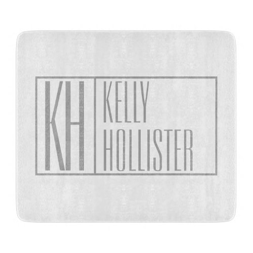 Modern Grey Initials  Name Logo Cutting Board