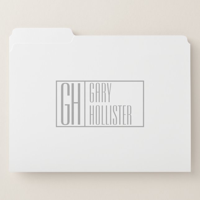Modern Grey Initials & Name Logo File Folder (Front Left)