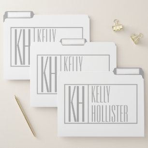 Modern Grey Initials & Name Logo File Folder