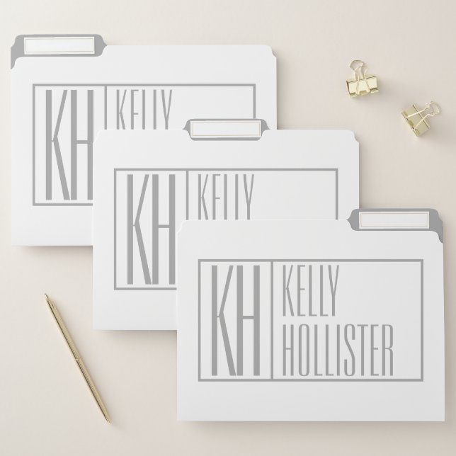 Modern Grey Initials & Name Logo File Folder (Set)