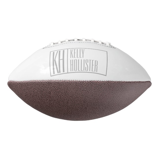 Modern Grey Initials & Name Logo Football (Rotated 270)