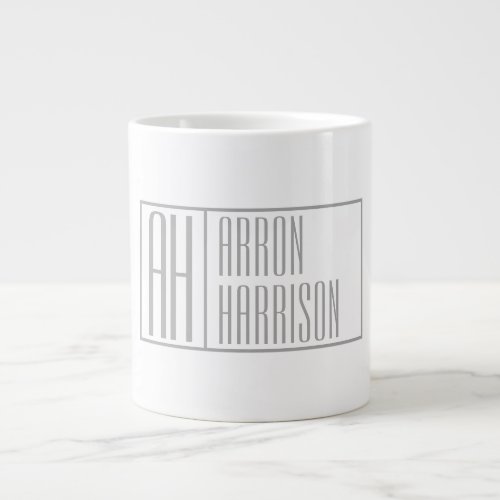 Modern Grey Initials  Name Logo Giant Coffee Mug