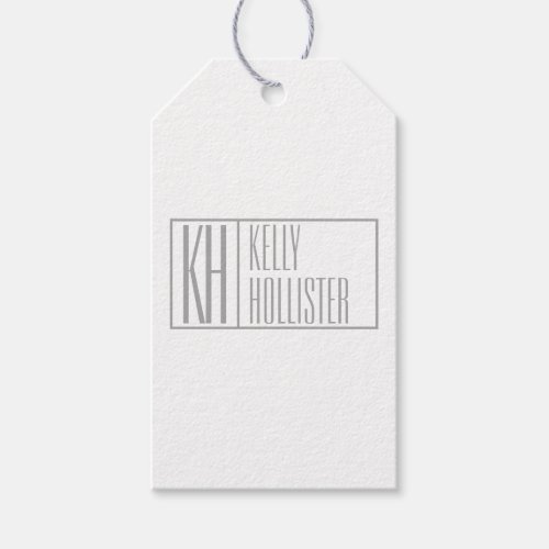 Modern Grey Initials  Name Logo Gift Tags