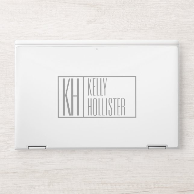 Modern Grey Initials & Name Logo HP Laptop Skin (Front)