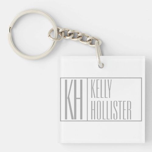 Modern Grey Initials  Name Logo Keychain