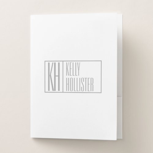 Modern Grey Initials  Name Logo Pocket Folder