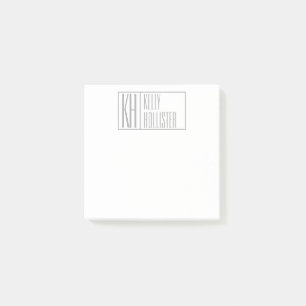Modern Grey Initials & Name Logo Post-it Notes