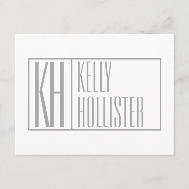 Modern Grey Initials & Name Logo Postcard (Front)