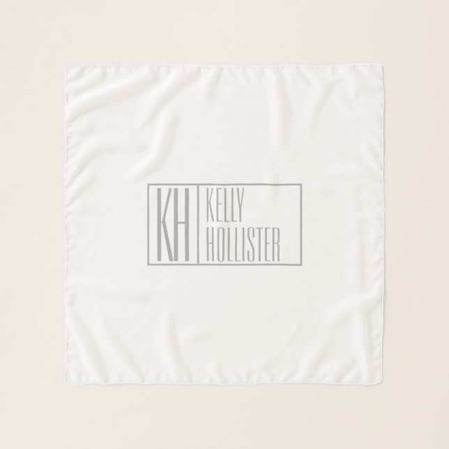 Modern Grey Initials & Name Logo Scarf (Front)