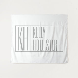 Modern Grey Initials & Name Logo Tapestry