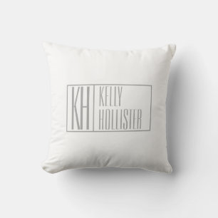 Modern Grey Initials & Name Logo Throw Pillow