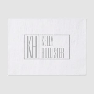 Modern Grey Initials & Name Logo Tissue Paper