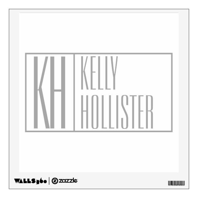 Modern Grey Initials & Name Logo Wall Decal (Front)
