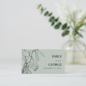 MODERN GREY LINE DRAWING FLORAL WEDDING WEBSITE BUSINESS CARD (Standing Front)