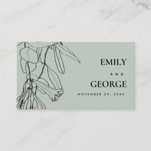 MODERN GREY LINE DRAWING FLORAL WEDDING WEBSITE BUSINESS CARD