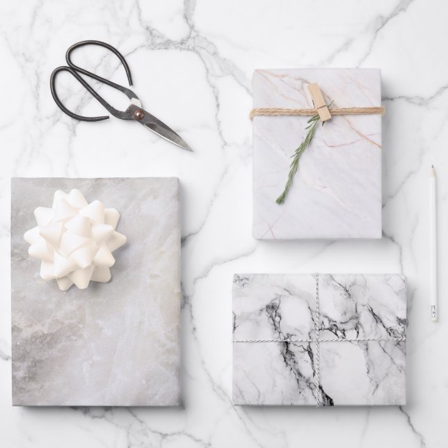 Modern Grey Marble Patterns Wrapping Paper Sheets (Front)