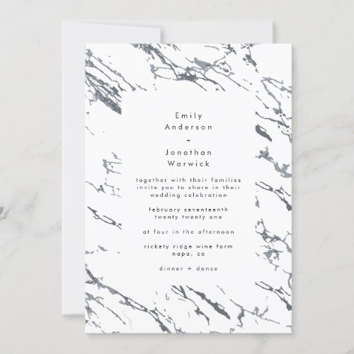 Modern Grey Marble Simple Wedding Invitation
