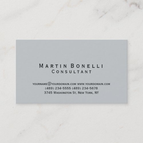 Modern Grey Minimalist Consultant Business Card