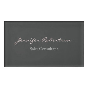 Modern Grey Misty Rose Plain Unique Name Tag