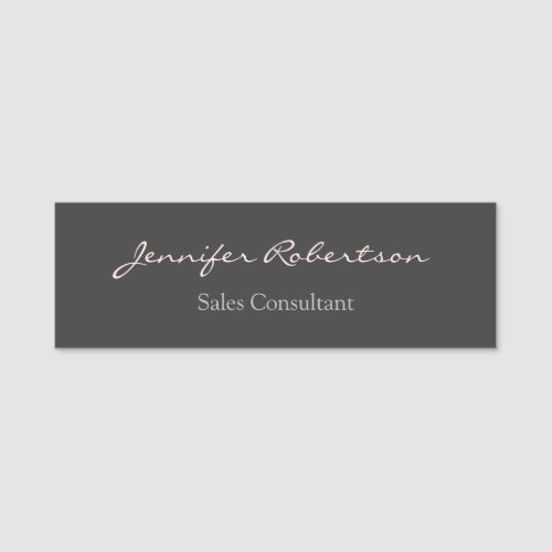 Modern Grey Misty Rose Plain Unique Name Tag