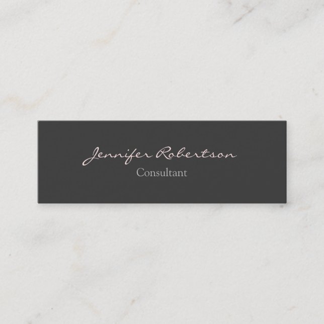 Modern Grey Misty Rose Plain Unique Slim Mini Business Card (Front)