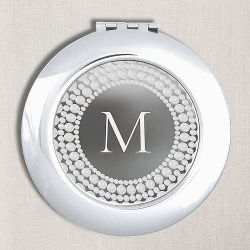 Modern Grey Monogram Compact Mirror