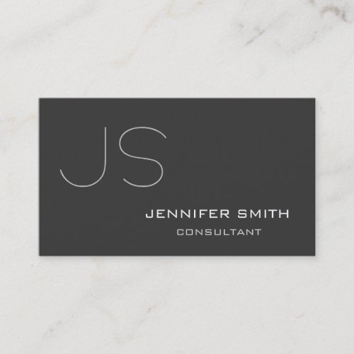 Modern Grey Monogram Consultant Business Card