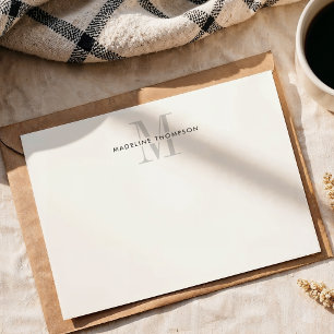 Modern Grey Monogram Note Card